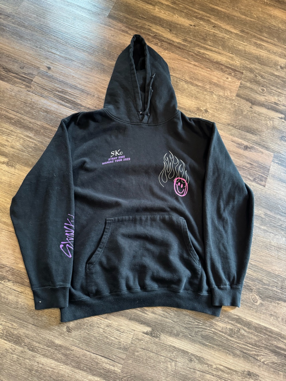 Stray Kids Maniac Tour 2022 Tour Black Pink Purple Hoodie Size Large